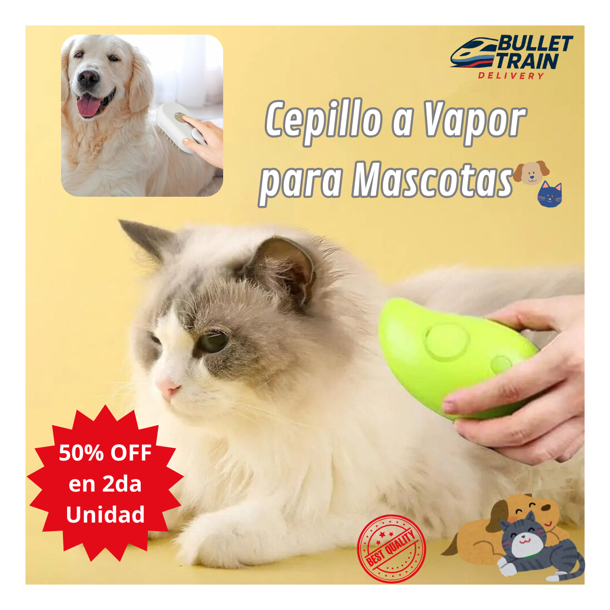 Cepillo vapor para  mascota